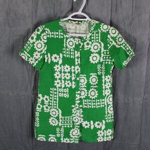 Vintage Hawaiin Shirt - Green Tribal Pattern - Women's Size 10
